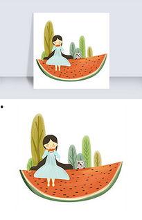 吃瓜绘画模板下载